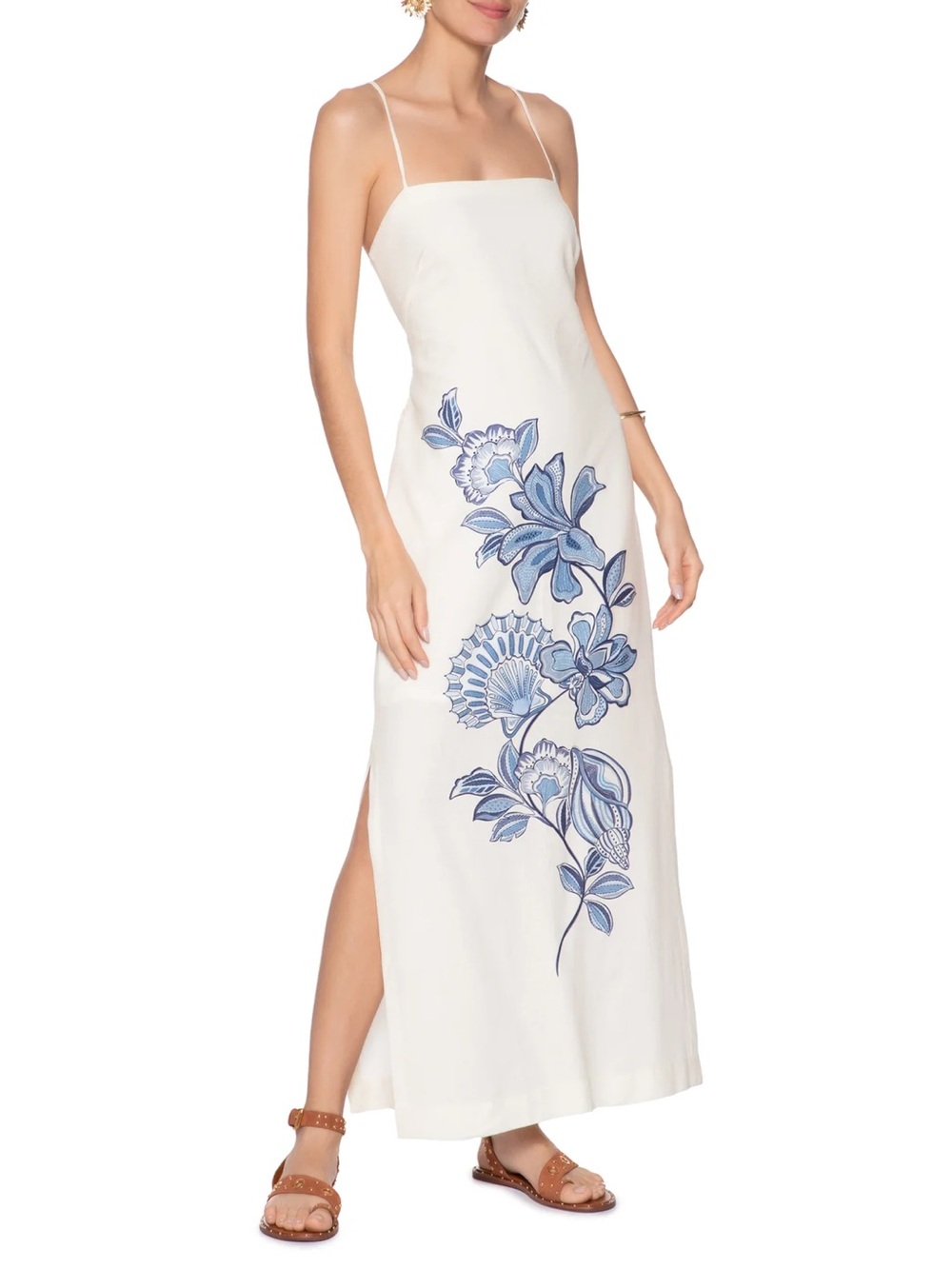NWT Dress To Long Dress with Ocean Flower Print, White
